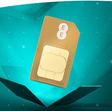ee sim only illustration showing a golden ee branded sim card popping out of a flattened, illuminated green box