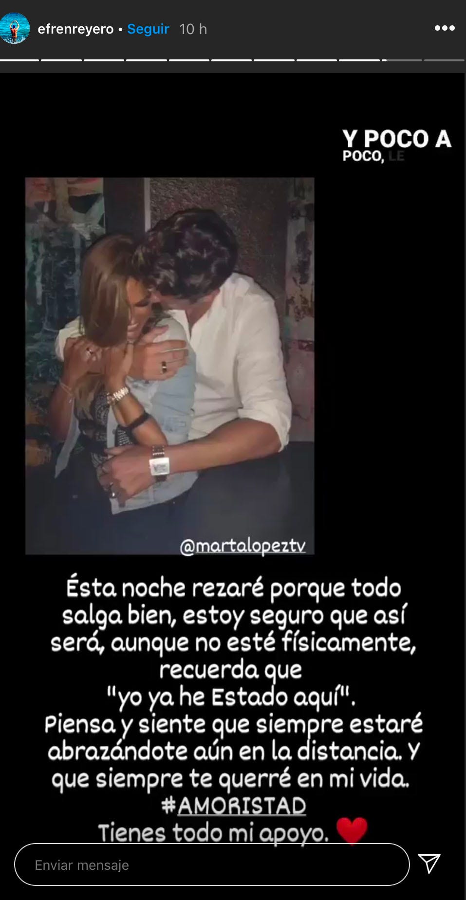 Efrén Reyero le manda un extraño mensaje a Marta López