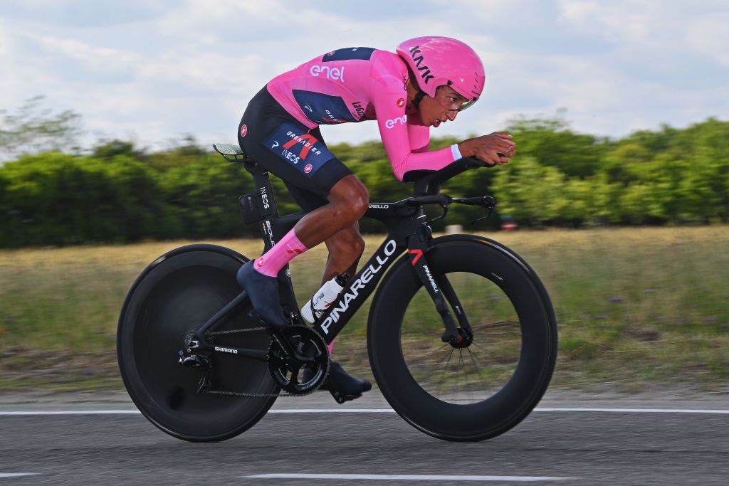 Egan Bernal during the final stage of the Giro d’Italia, a 30.3km time trial from Senago to Milan.
