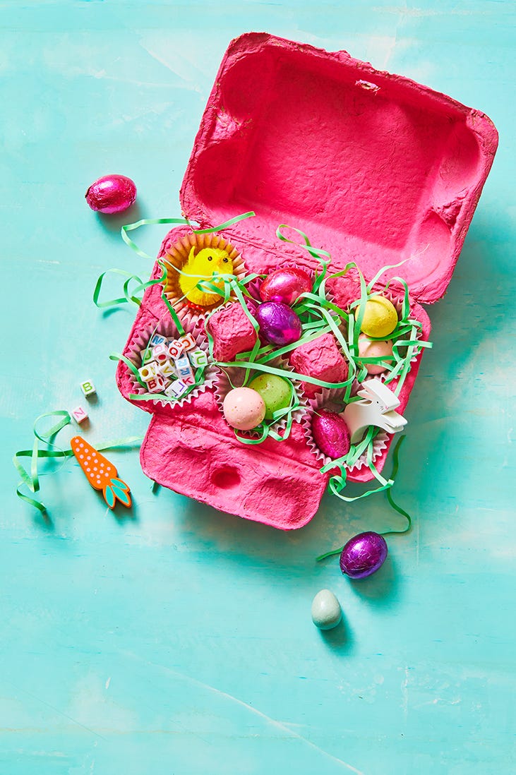 easter basket ideas - egg carton easter basket easter basket ideas, red egg carton open to reveal colorful eggs
