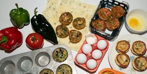 various types of egg muffins and ingredients