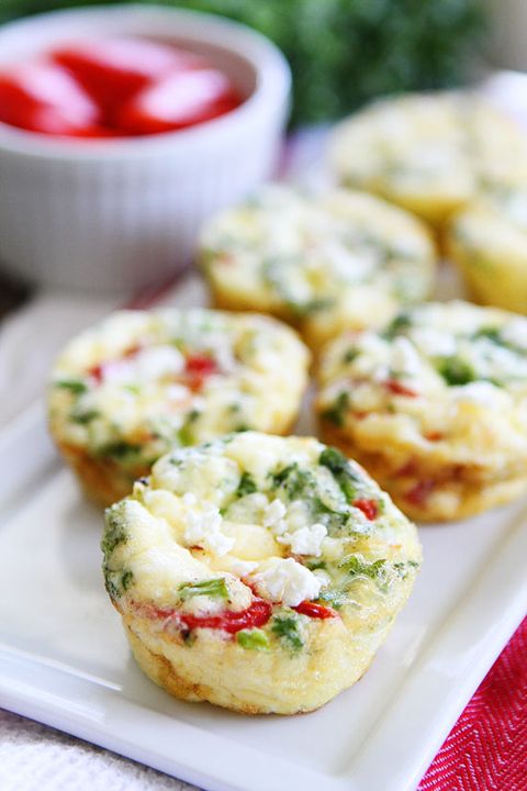 Egg Muffins with Kale, Roaster Pepper and Feta