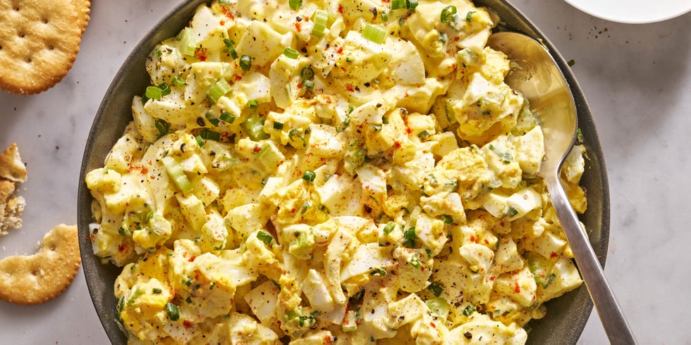 egg salad topped with chives and paprika