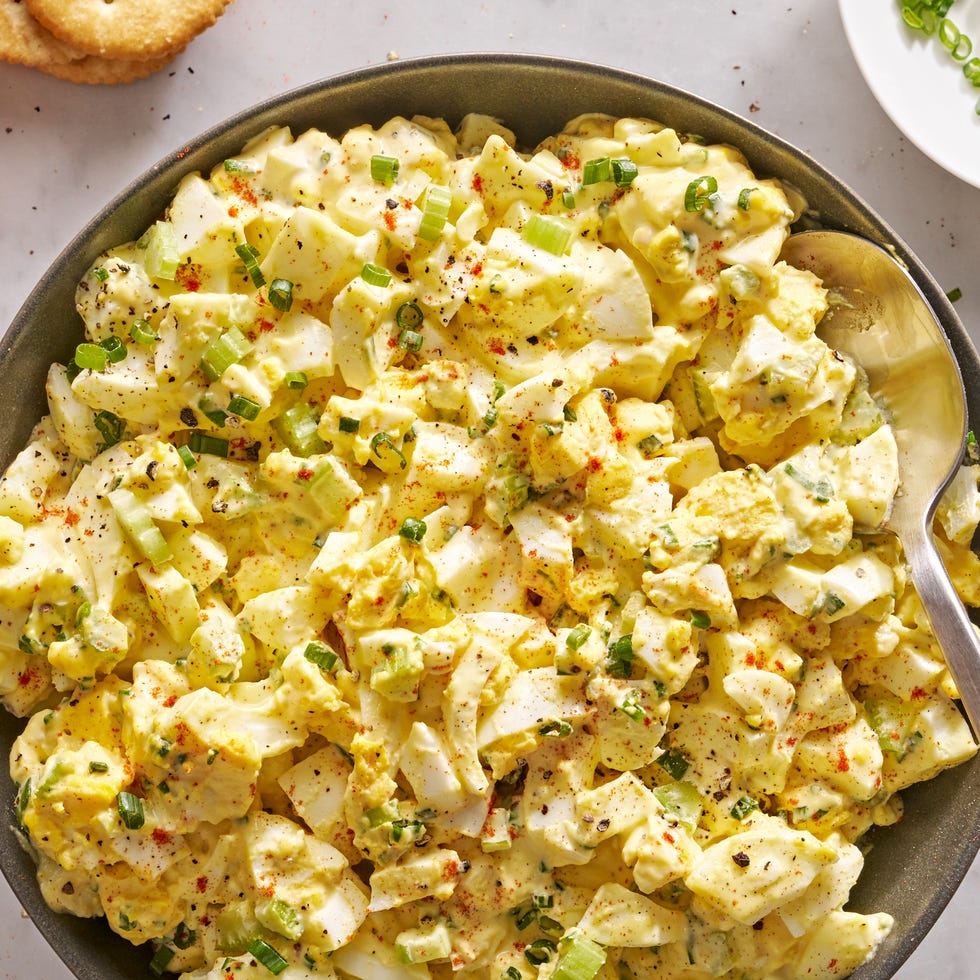 egg salad topped with chives and paprika