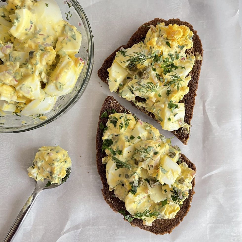 egg salad on toasted bread