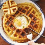 savory parm waffle egg in a hole