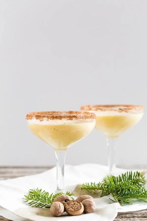 eggnog martini with pine and nutmeg