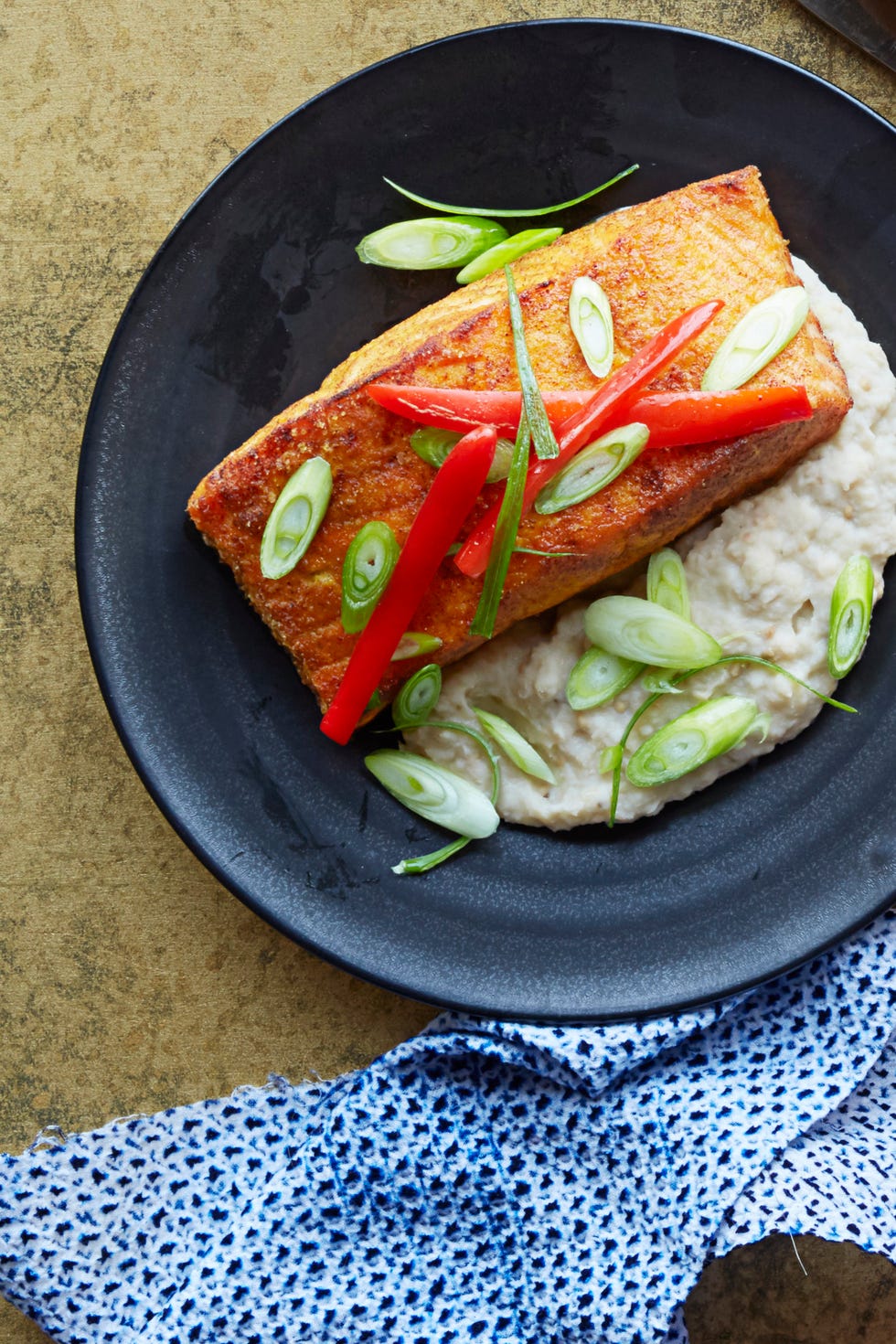 eggplant recipes   spicy salmon with creamy eggplant