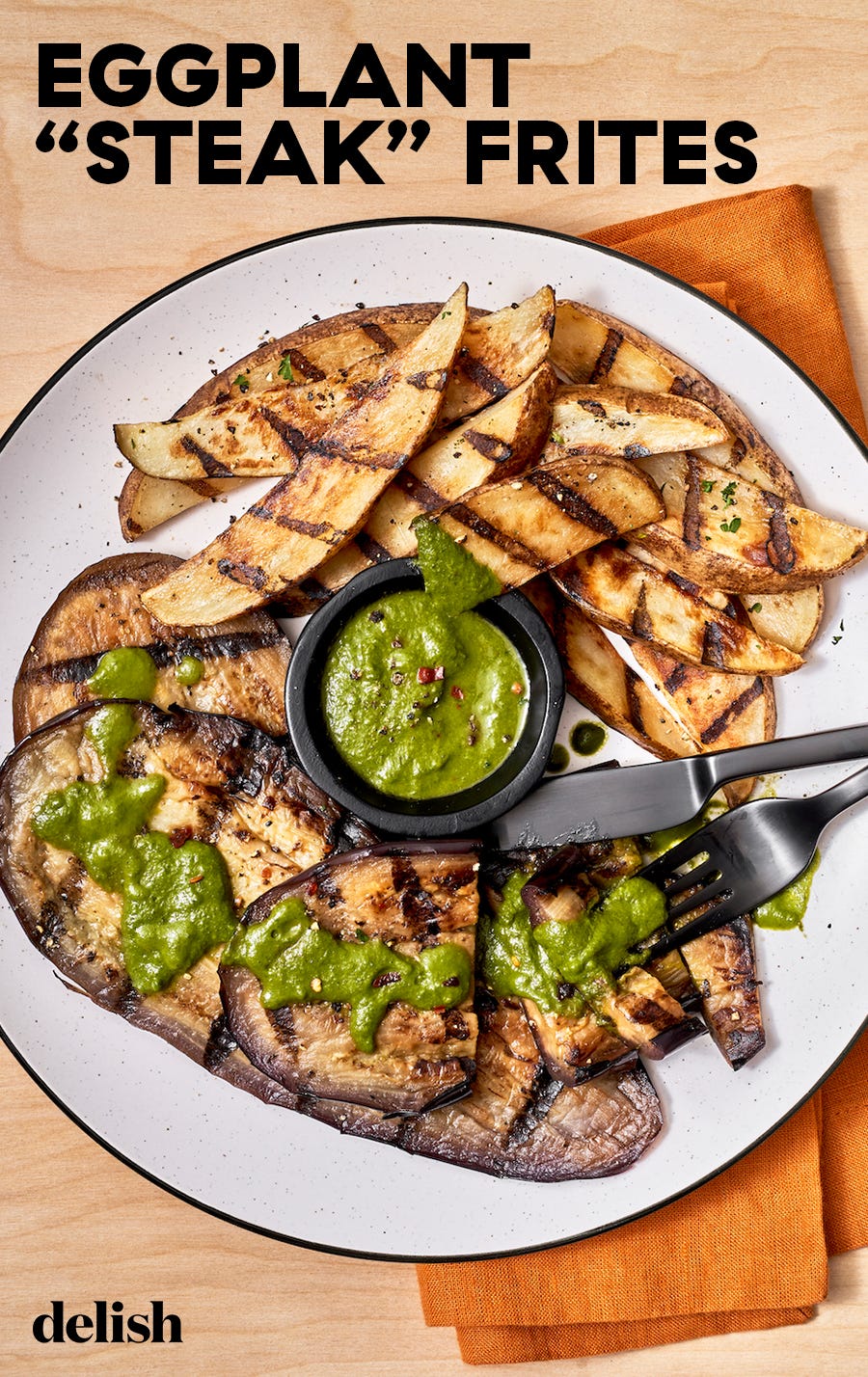 eggplant steak frites pin
