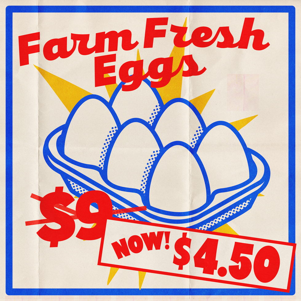 illustration of half a dozen of eggs with price