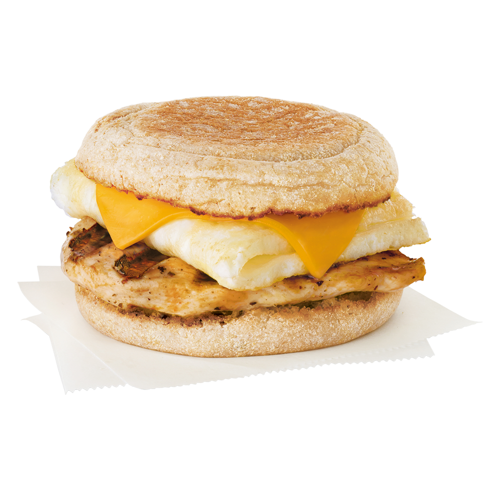 breakfast sandwich with chicken cheese and egg