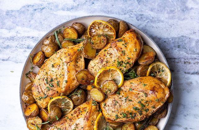 Low Fat Chicken and Potatoes with Herb Sauce