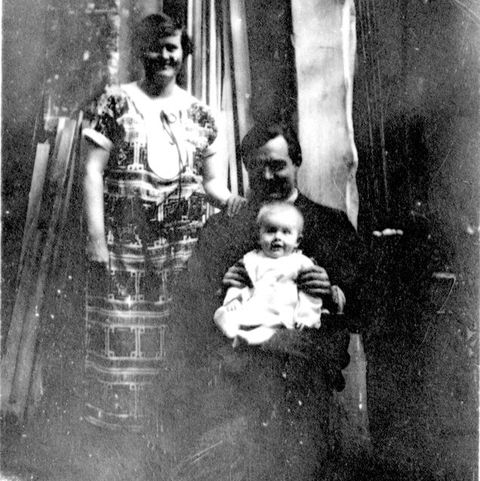 Family portrait of Ernest Hemingway, his son Jack “Bumby” Hemingway, and his wife Elizabeth Hadley Richardson
