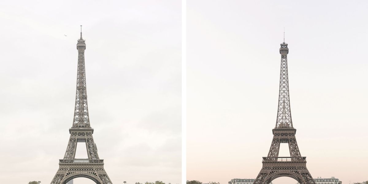 De Eiffeltoren links is een van de beroemdste bezienswaardigheden in Parijs De op een na grootste replica staat in Tianducheng in China rechts Die van het Paris Las Vegas Hotel in Nevada is groter