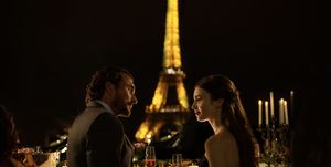 emily in paris l to r william abadie as antoine lambert and lily collins as emily in episode 102 of emily in paris cr carole bethuelnetflix © 2020