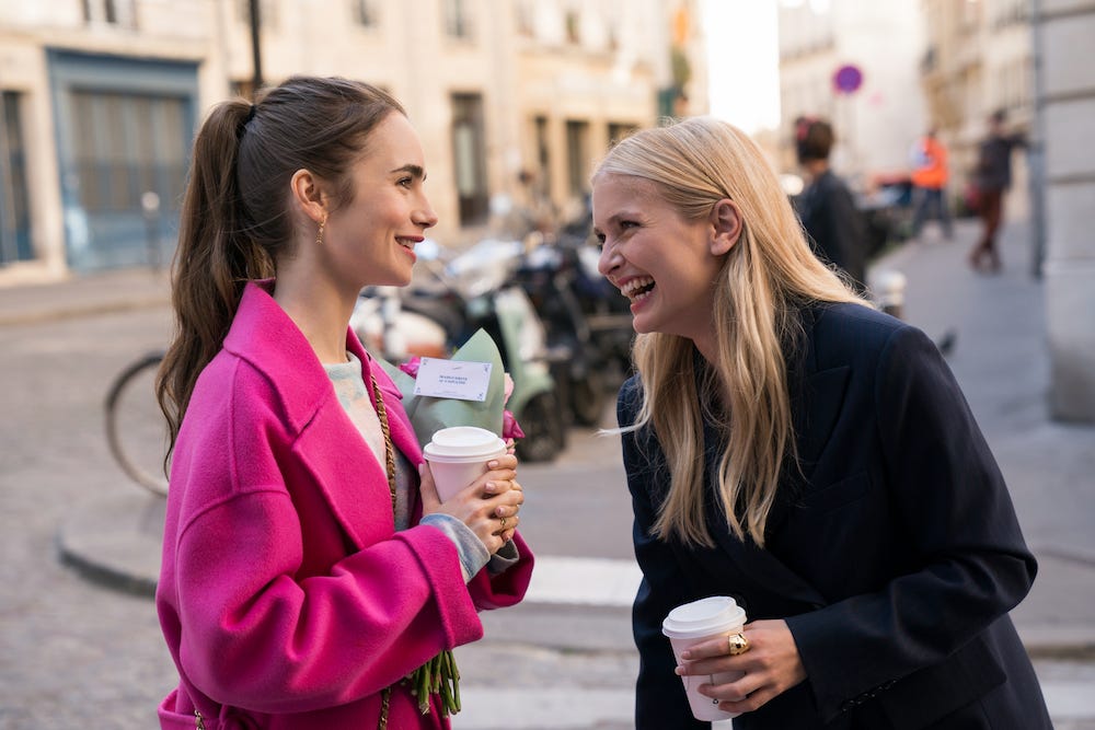 Emily In Paris Camille Razat Blue Cropped Jacket