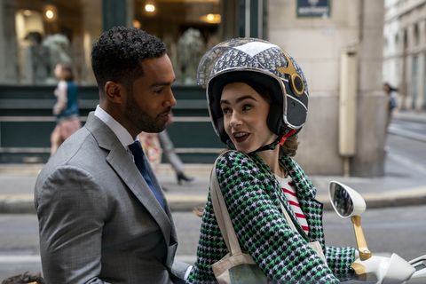 emily in paris l to r lucien laviscount as alfie, lily collins as emily in episode 206 of emily in paris cr stéphanie branchunetflix © 2021