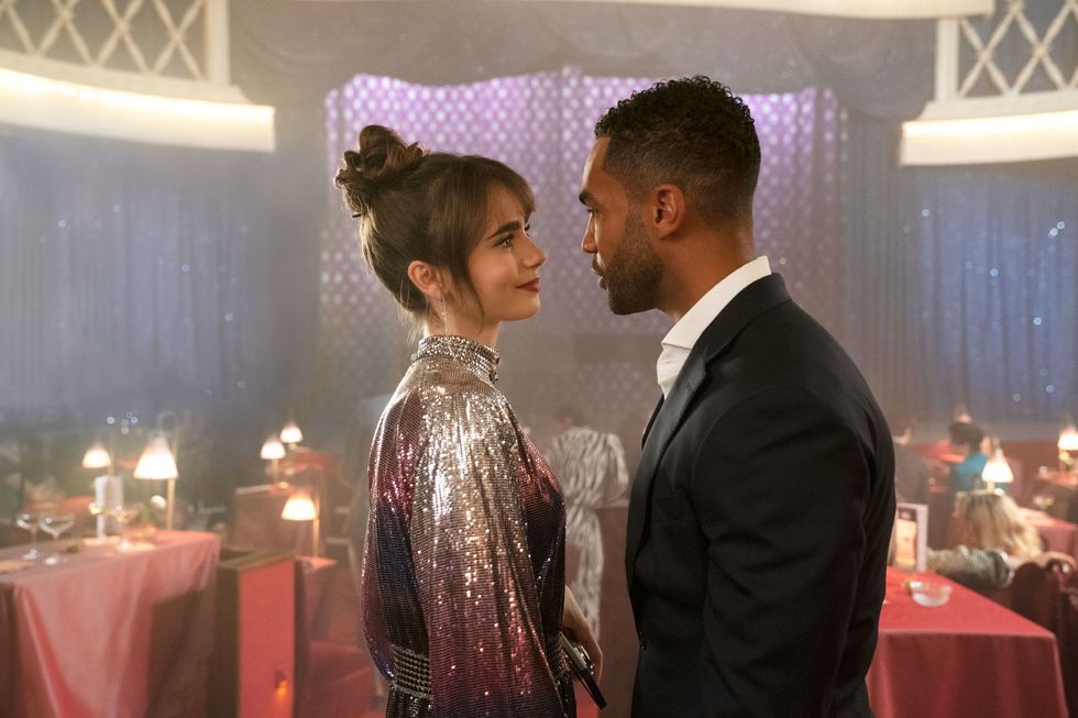 lily collins and lucien laviscount in emily in paris