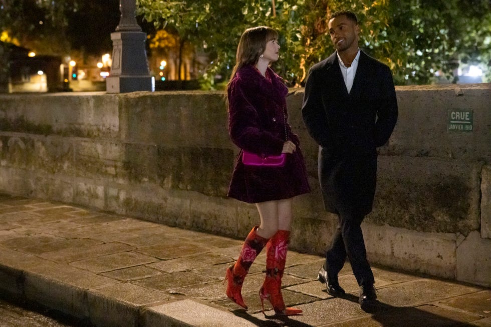 emily in paris l to r lily collins as emily, lucien laviscount as alfie in episode 309 of emily in paris