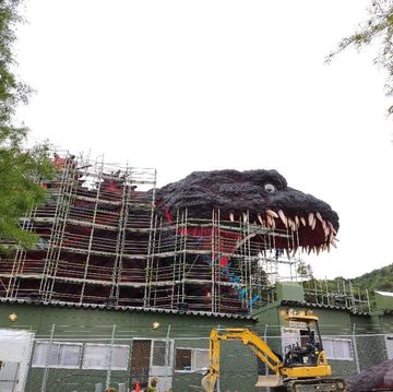 giant godzilla head under construction