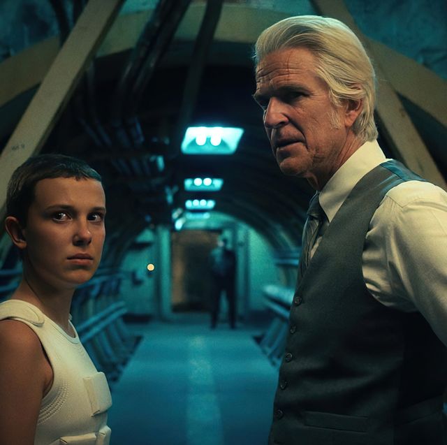 stranger things l to r millie bobby brown as eleven and matthew modine as dr martin brenner in stranger things cr courtesy of netflix © 2022
