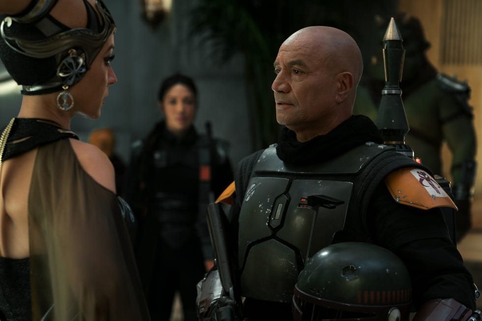 center to right fennec shand ming na wen and boba fett temura morrison in lucasfilm's the book of boba fett, exclusively on disney © 2021 lucasfilm ltd ™ all rights reserved