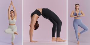 imágenes de modelos vistiendo prendas de la colección de yoga comfortlux de oysho