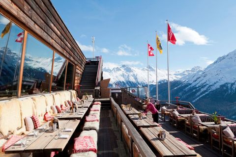 el paradiso restaurant corviglia ski area celerina engadin switzerland europe