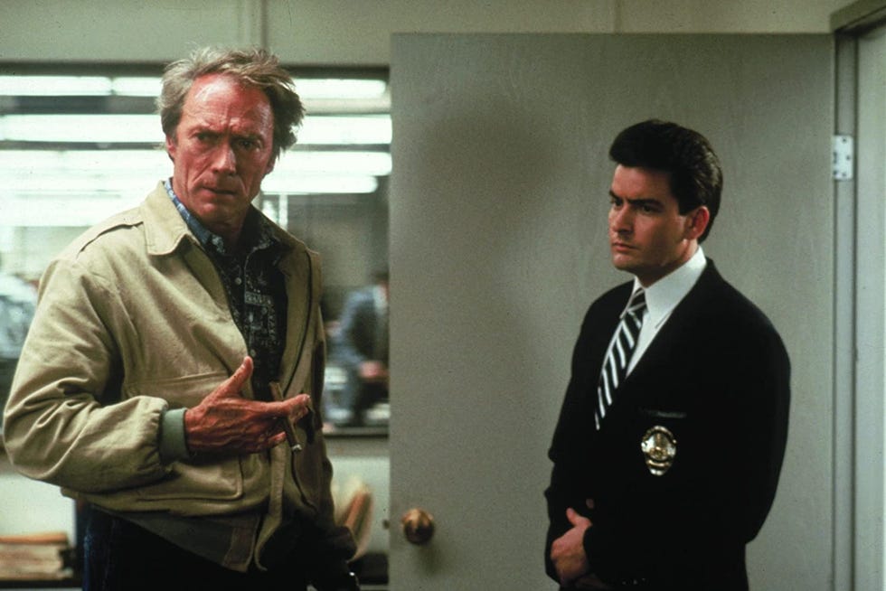 'el principiante' 1990, con clint eastwood y charlie sheen