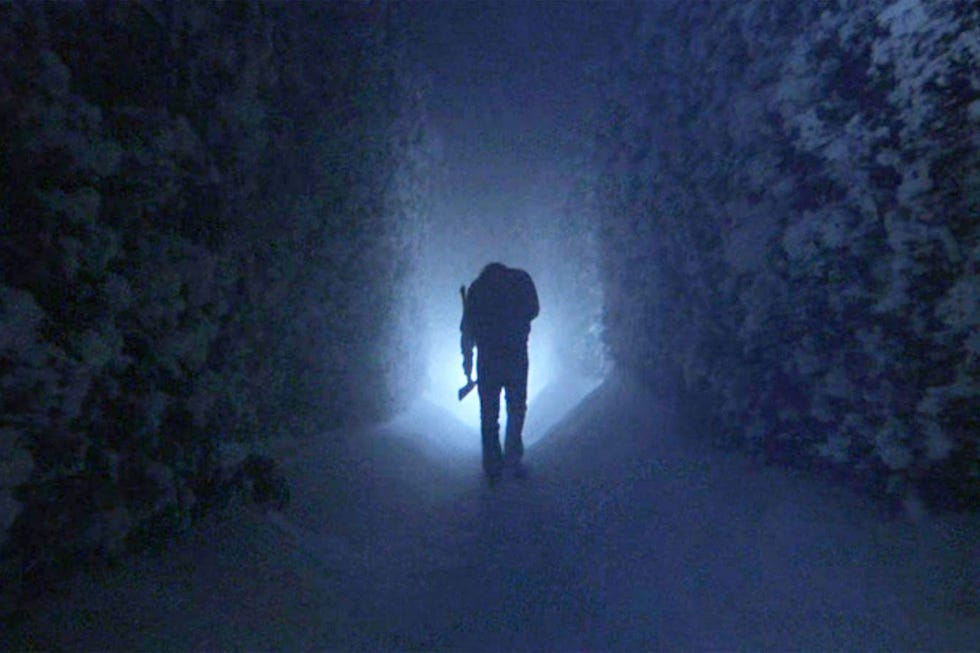 imagen de la pelicula el resplandor, en su 40 aniversario, con jack nicholson en la nieve