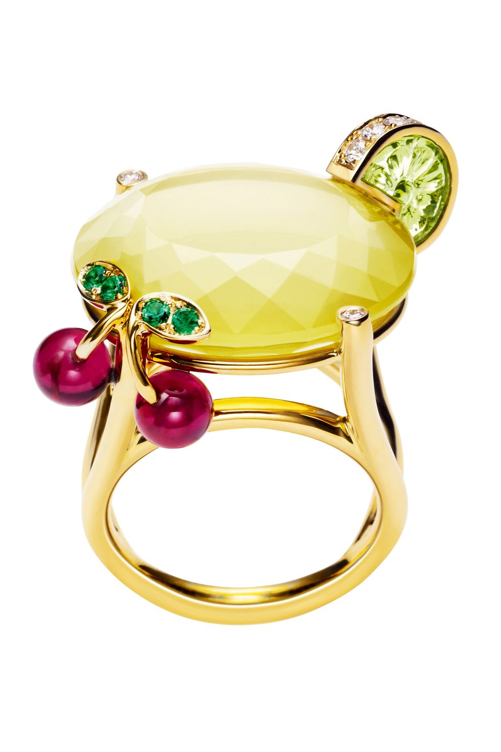 Jewellery, Fashion accessory, Ring, Gemstone, Yellow, Engagement ring, Ruby, Emerald, Body jewelry, Magenta, 
