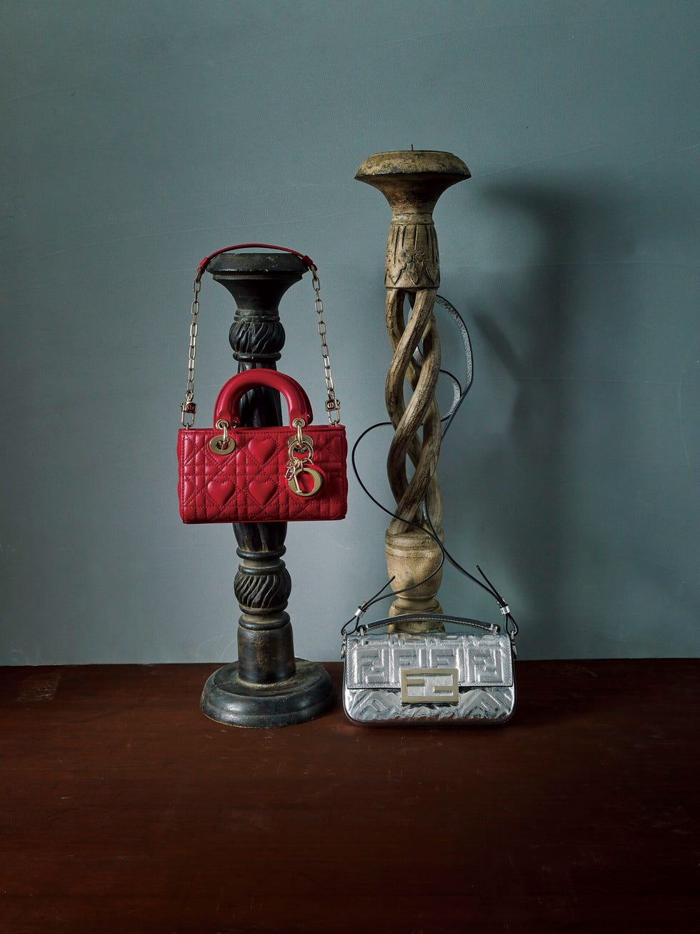 a pair of antique metal objects