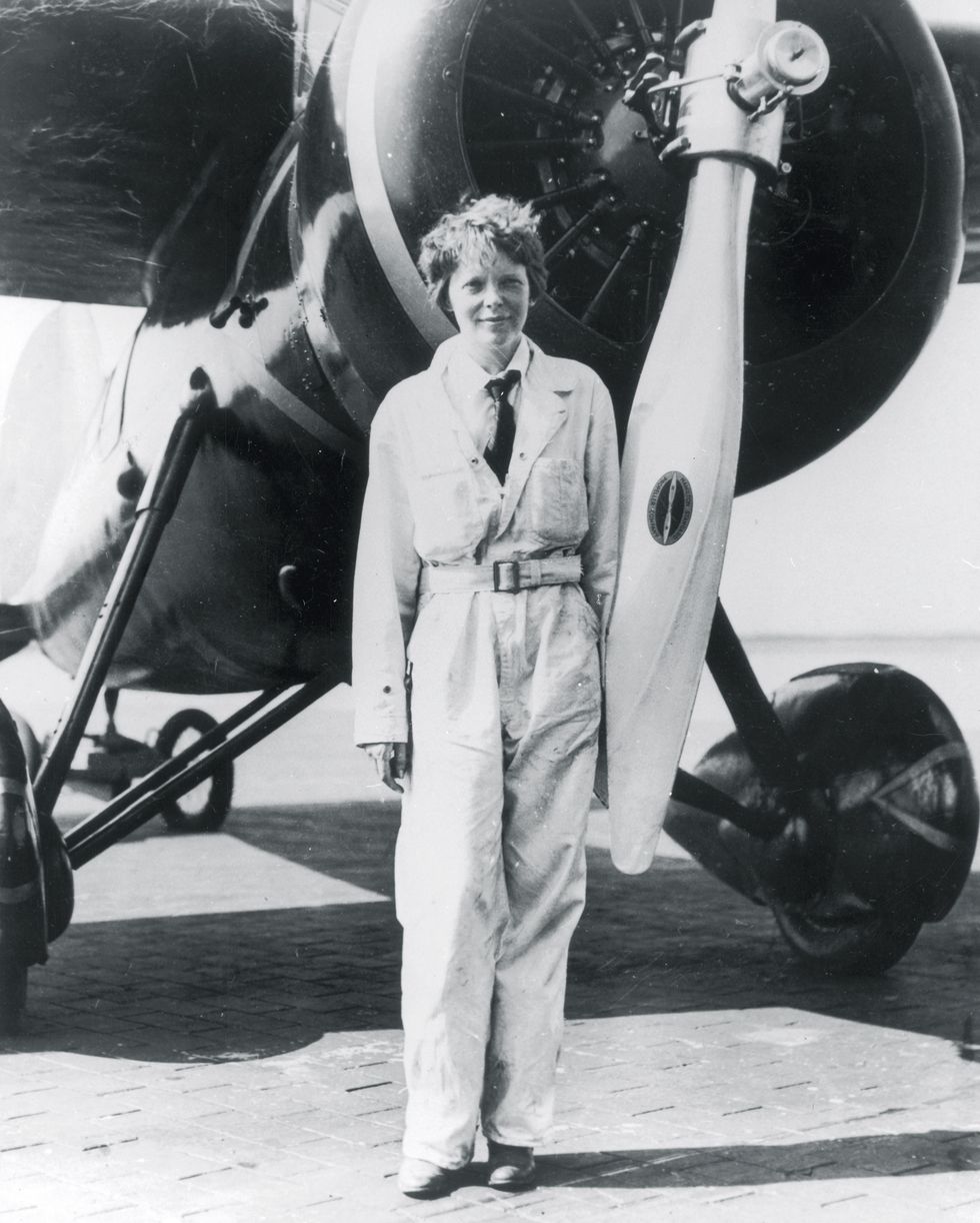 amelia earhart in front of her lockheed plane electra, circa 1933 photo by fotosearchgetty images