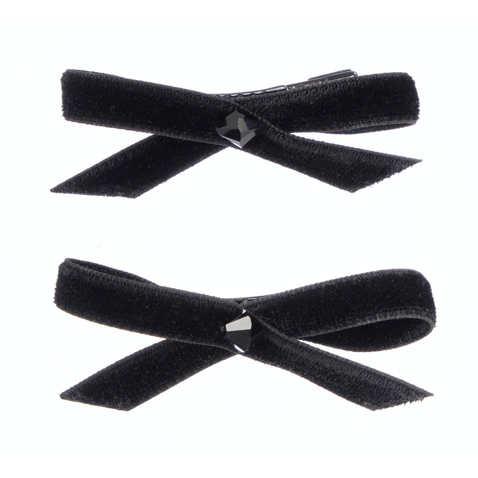a black ribbon hair pins