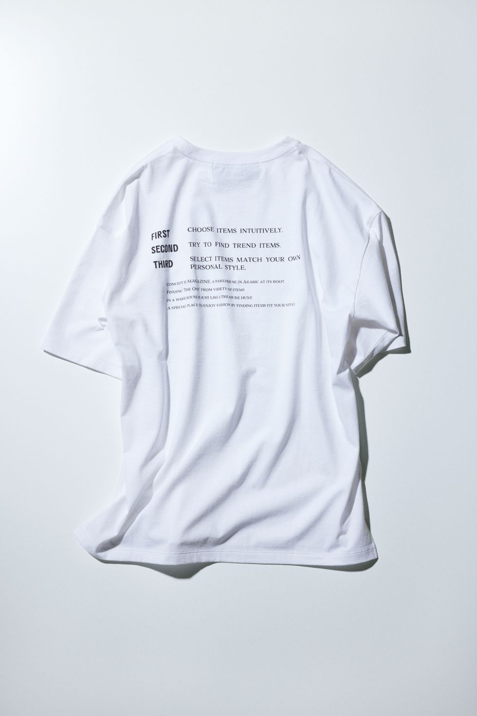 a white t shirt with a black and white text on it