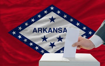 elections in front us state flag of arkansas