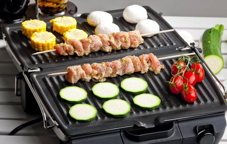 An electric grill. 