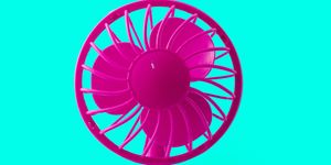 electric retro plastic fan isolated on pastel background