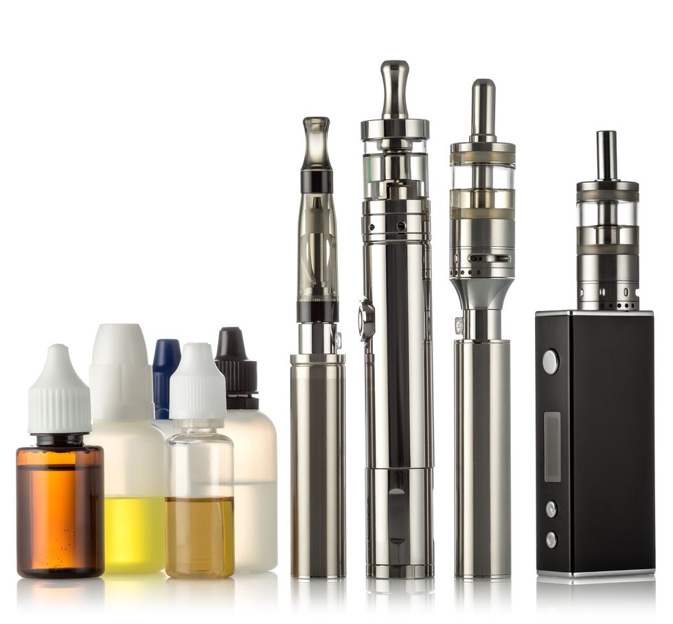 electronic cigarettes collection isolated on white