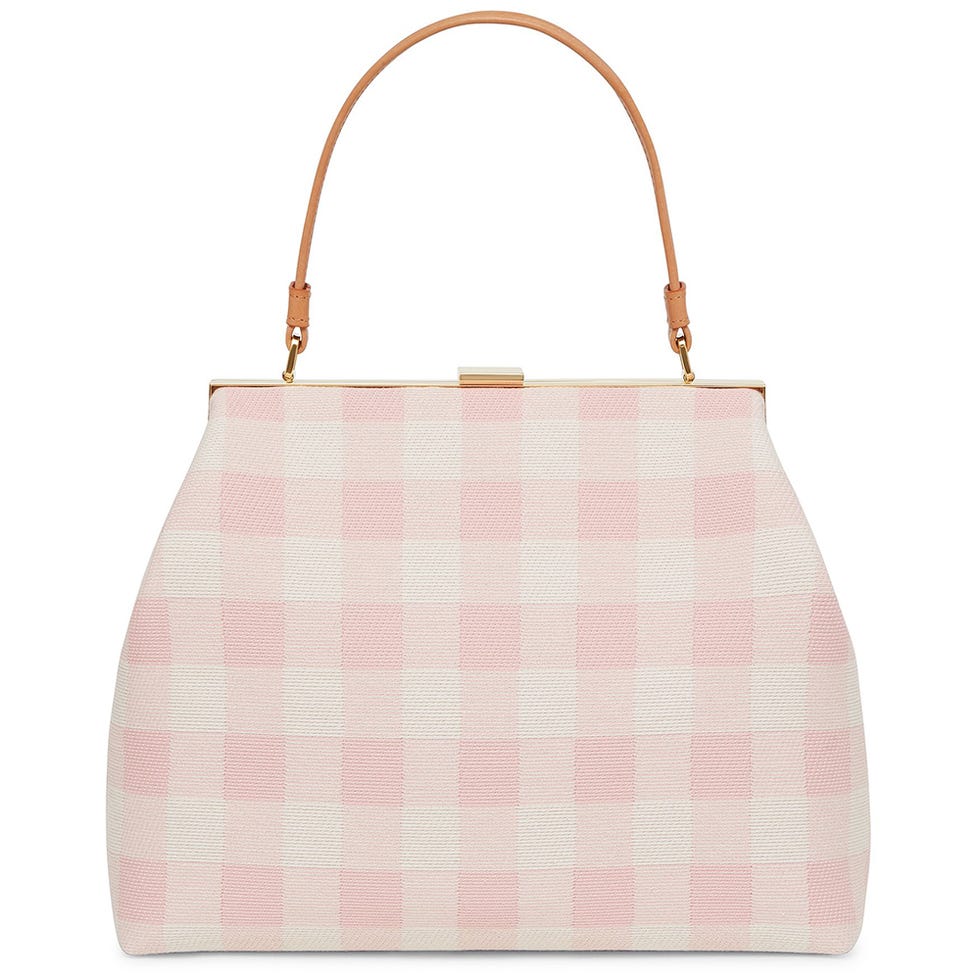 Handbag, Bag, Pink, White, Shoulder bag, Fashion accessory, Peach, Material property, Tote bag, Beige, 