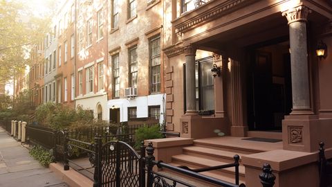 Elegant brownstones and townhouses in the West Village. Manhattan, New York City