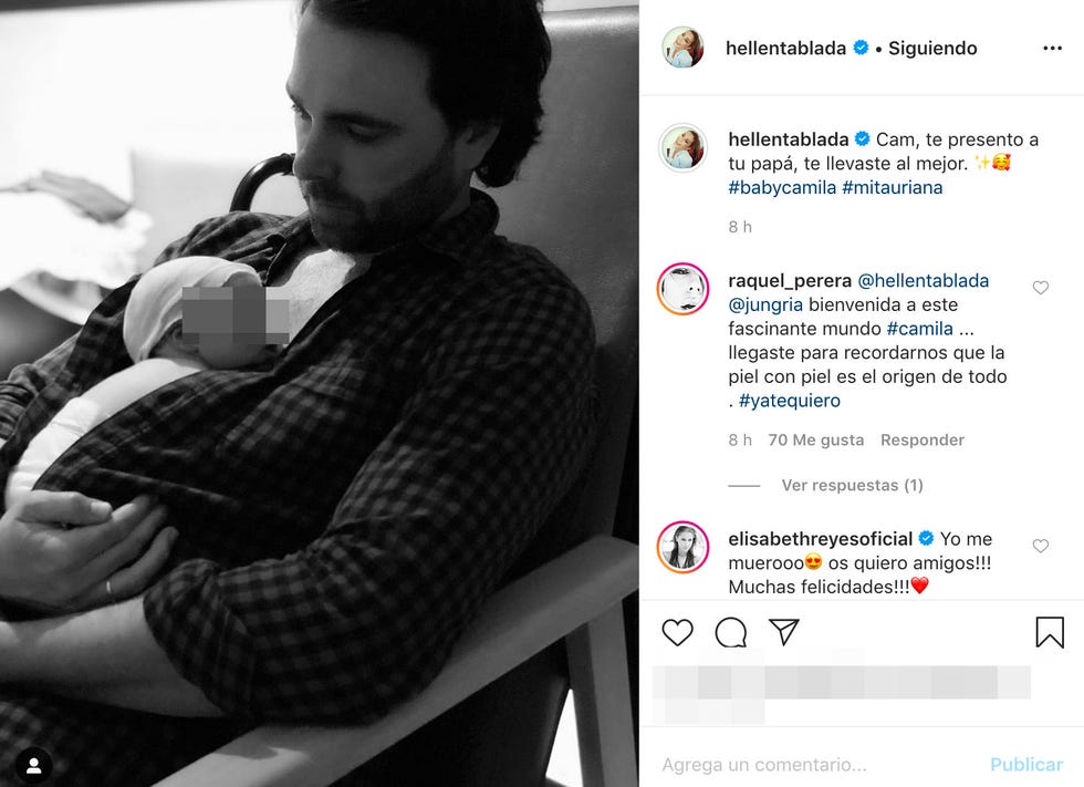 javier ungría, marido de elena tablada, realiza el 'piel con piel' con su hija recién nacida, camila