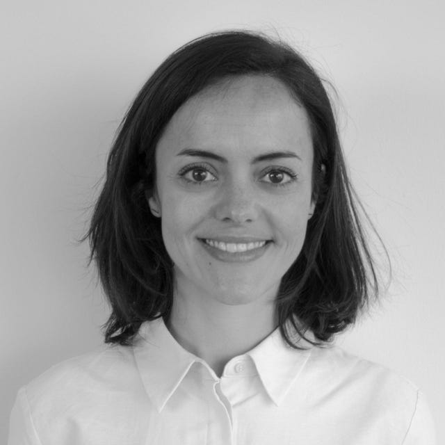 speaker eleonore montegut's headshot, pictured in black and white on a grey background