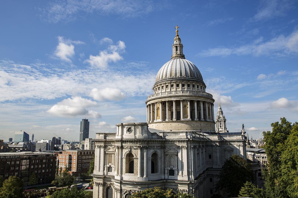 elevated view of st pauls cathedral, london, uk