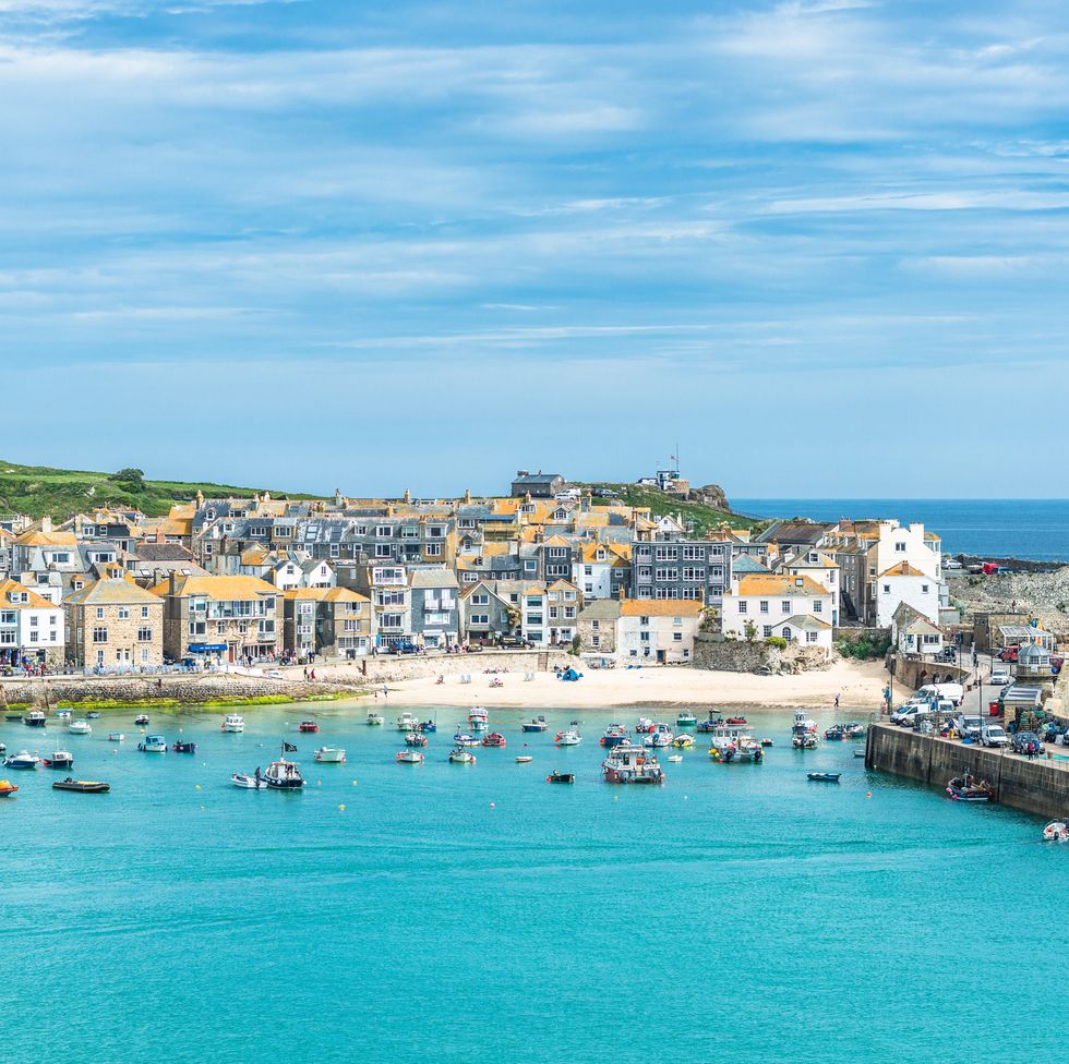 elevated views of the popular seaside resort of st ives