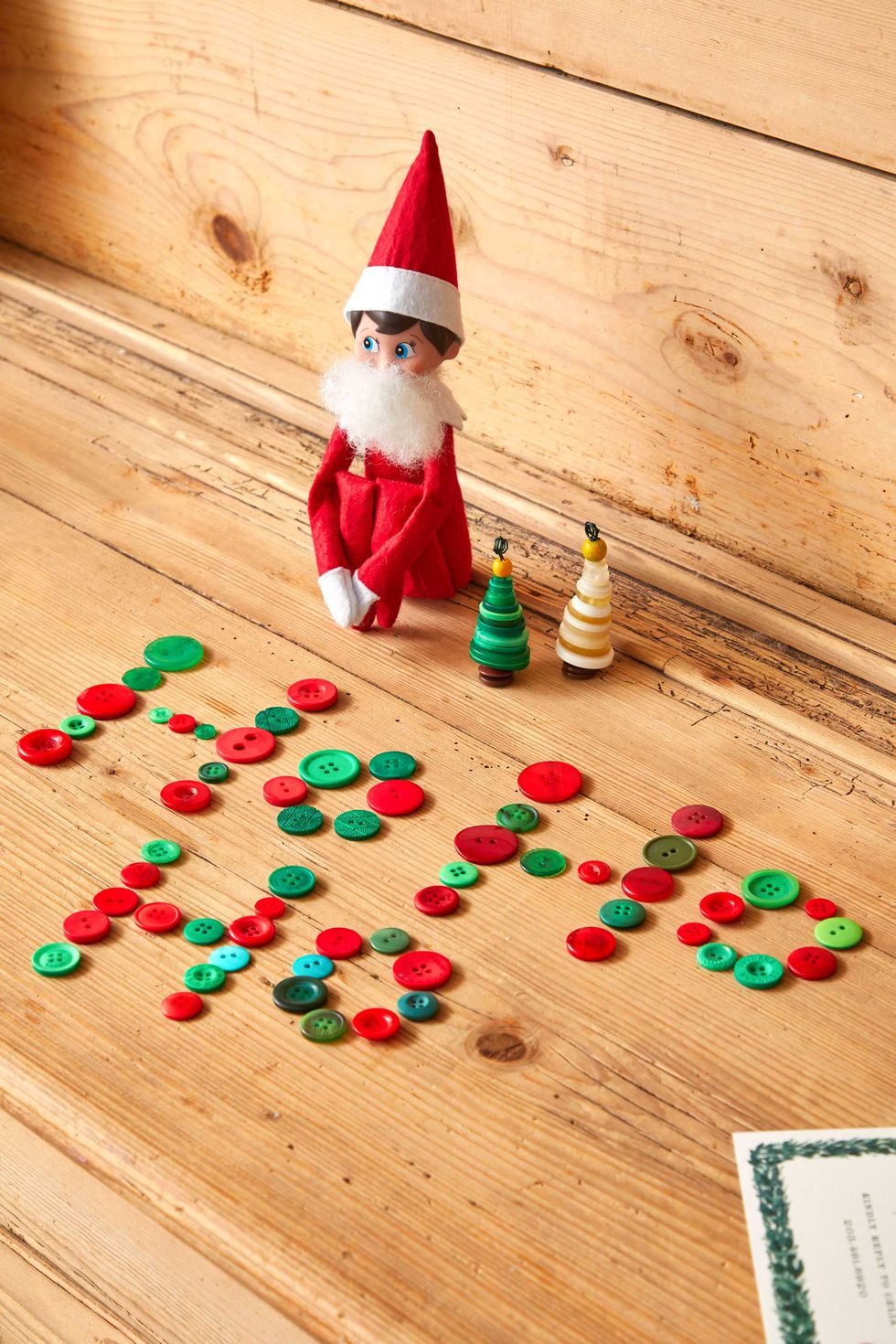 Elf on the shelf with buttons