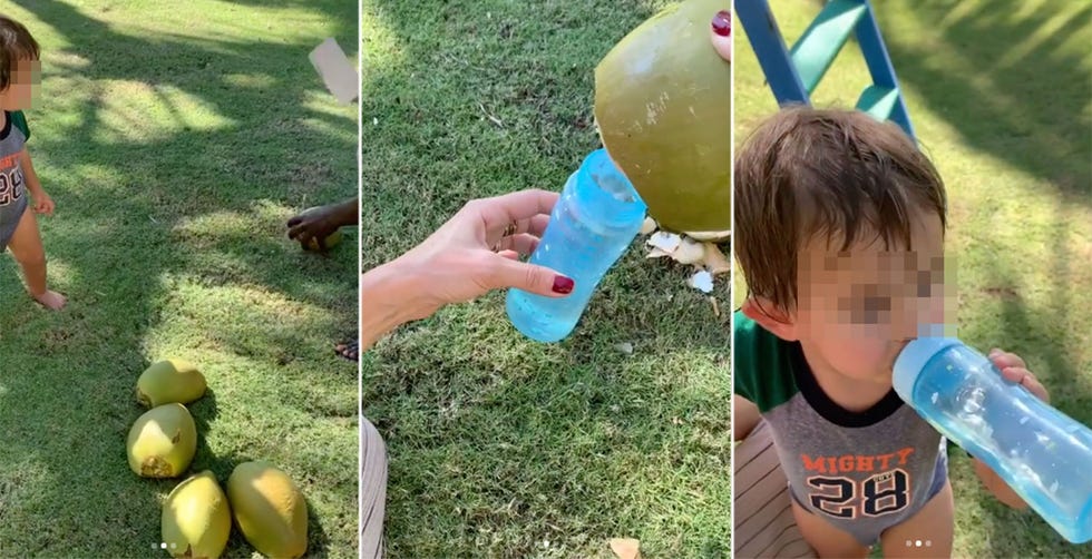 Elías, hijo de María José Suárez, tiene una bebida favorita: agua de coco.