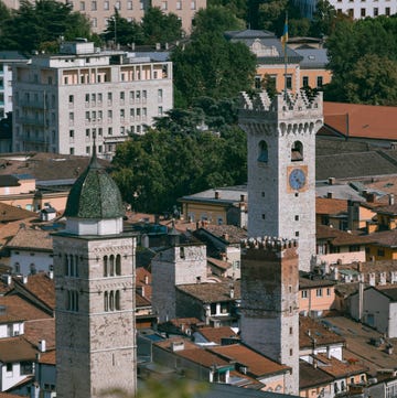 a clock tower in a city