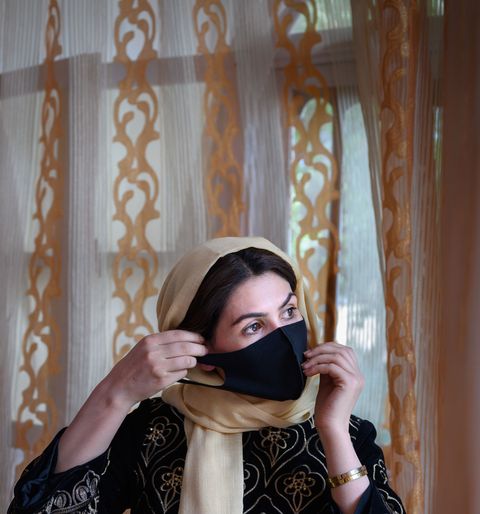 women in hijab and covid mask