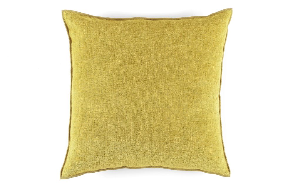 Yellow, Pillow, Throw pillow, Furniture, Cushion, Linens, Textile, Rectangle, Home accessories, Interior design, 